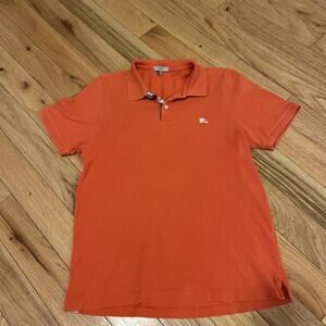 Burberry London Mens Large Orange Polo Shirt Nova Check Size Large
